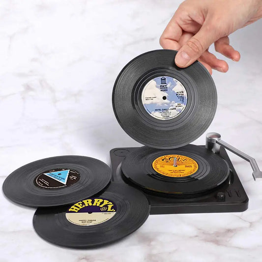 Vinyl Coasters and Vinyl Record Player Holder